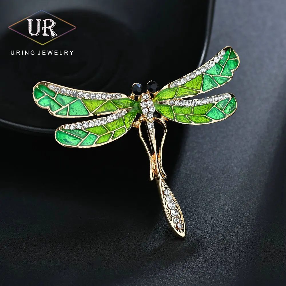 

Delicate Insect brooches For Women Man Green Wings White Crystal Body Deep Blue Eyes Fashion Temperament Accessories 2018 KB074