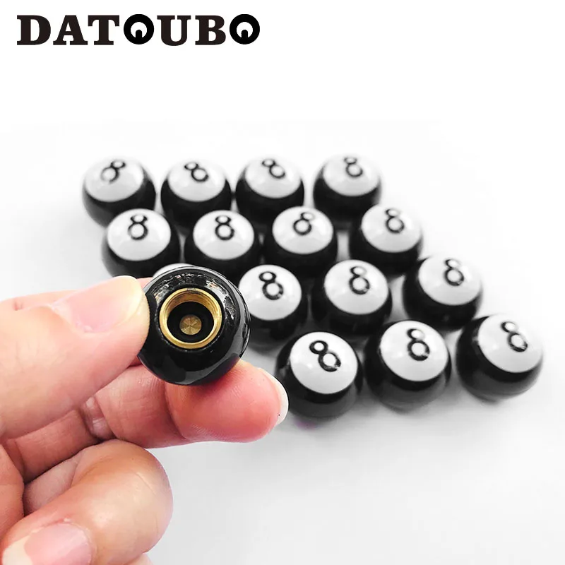 

DATOUBO 500 pcs high quality black 8 ball design car tire universal Schrader valve stem cap, wholesale wheel tyre Valve dust cap