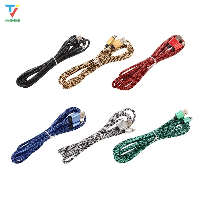 US $84.97 100pcsLot Metal Double Color Nylon Woven Twist Wire Micro 5pin 8pin TypeC Usb Data Sync Charger Cable Cord For Cell Phones