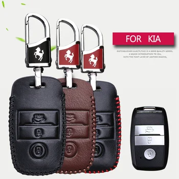 

Genuine Leather Car Remote Key Case Cover For Kia Rio K2 K3 Ceed Optima Sportage 3 Soul Sorento Cerato K3 2017 Key Accessories