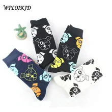 Художественные креативные осенне-зимние носки унисекс Tideway модные Harajuku Kawaii Pug Happy забавные носки дышащие Calcetines