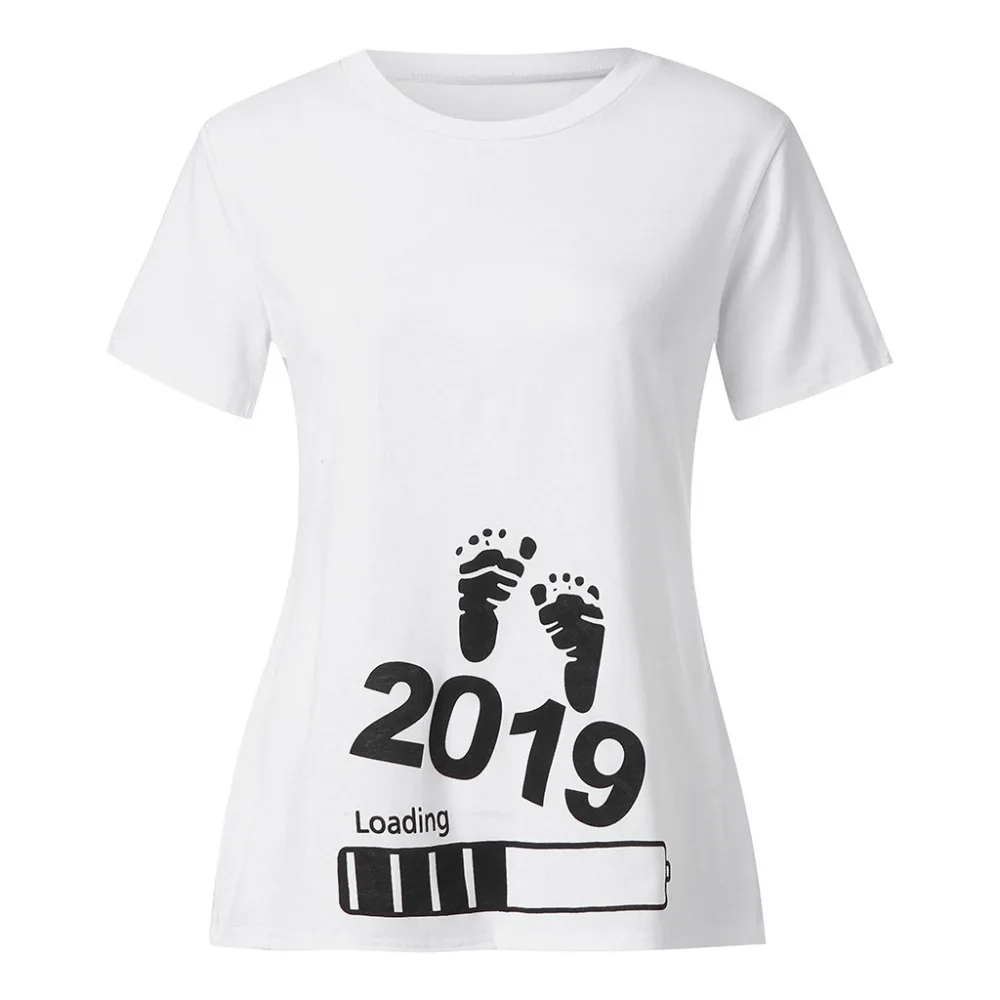 Trendy Tops of Maternity T-shirt 2019 Loading Baby Foot Print Maternity Clothes Pregnant Short T Shirt Nursing Top For Pregnant
