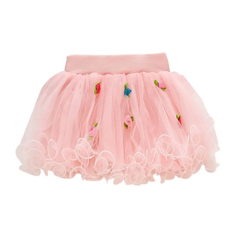 

4 Colors Lovely Baby Girls Lace Skirt Rose Tulle Skirt Birthday Party Princess Tutu Skirts