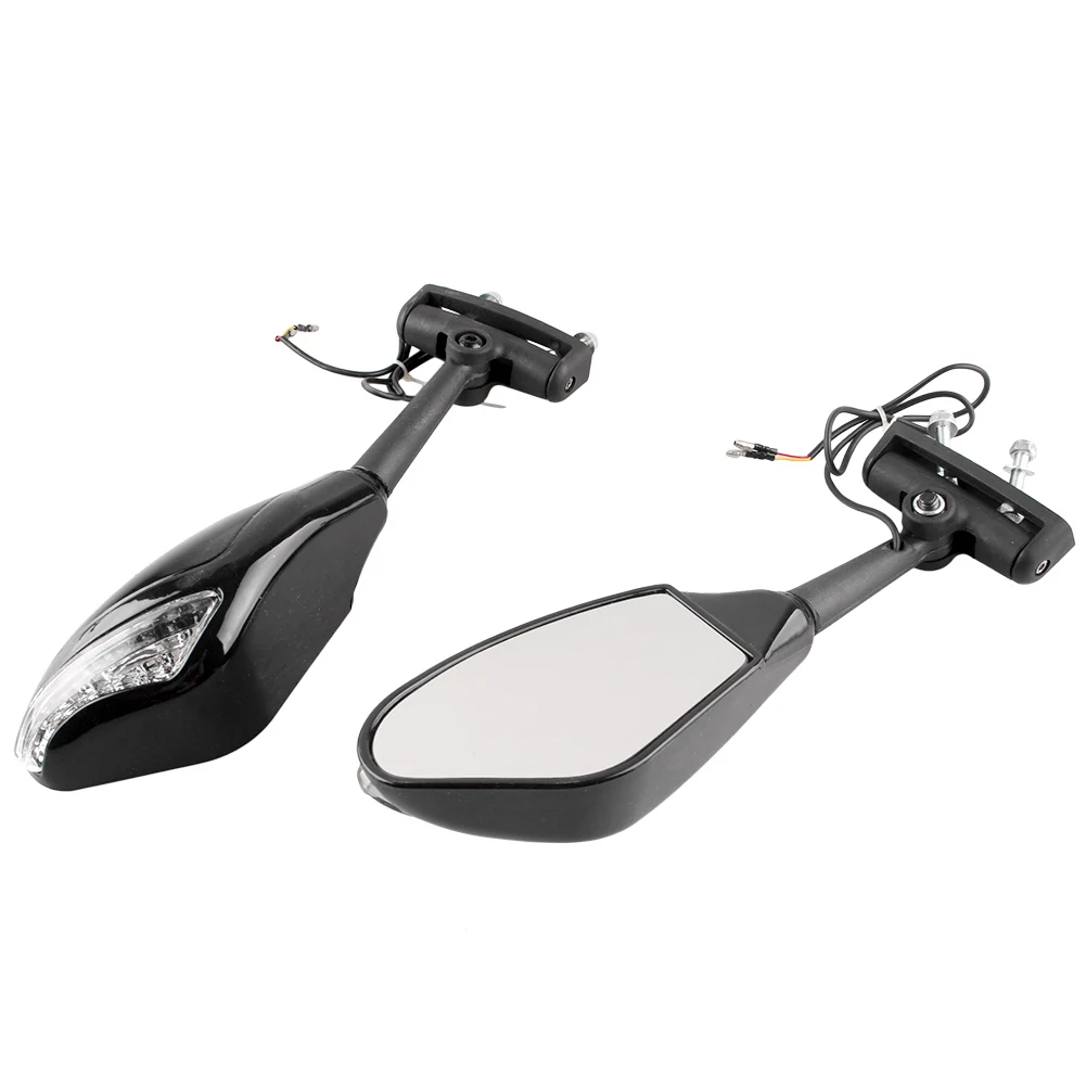 LED Indicator Rearview Rear View Side Wing Mirrors Universal For Honda Kawasaki Suzuki Yamaha Ducati All Street Bikes Durable