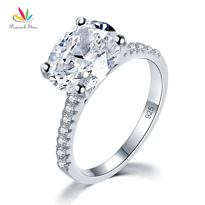 

Peacock Star Solid 925 Sterling Silver 4 Carat Wedding Anniversary Ring Oval Cut Luxury Jewelry CFR8300