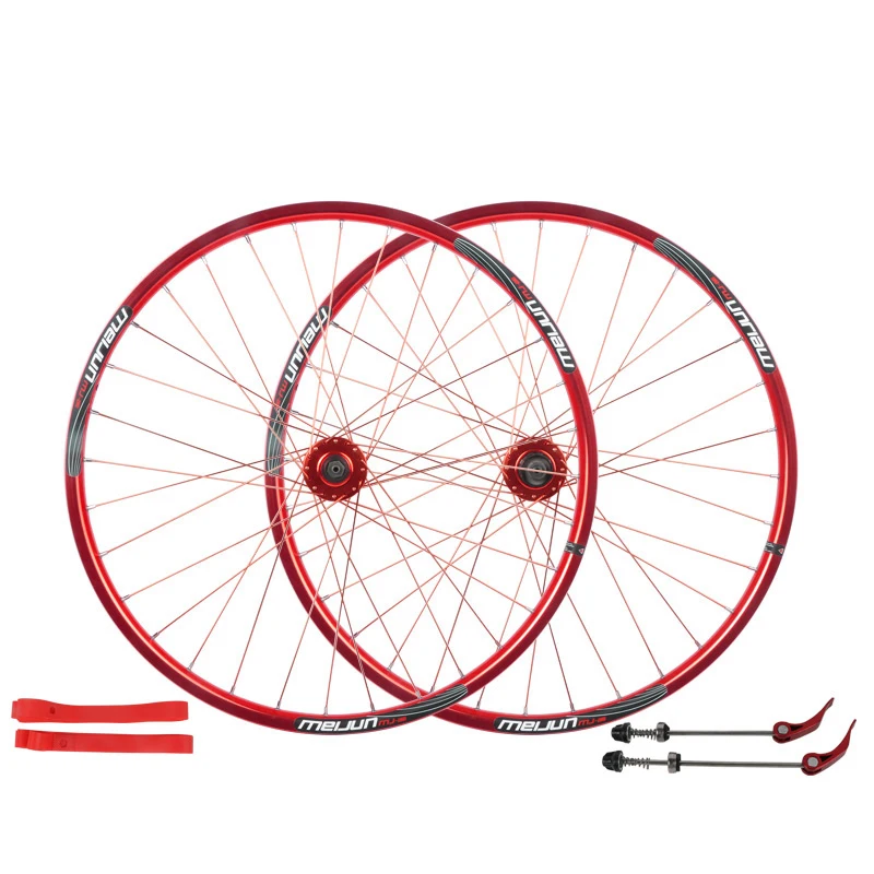 Discount MEIJUN mountain bike Disc brake wheel 26 inch 32 hole before and after the bicycle wheel Aluminum Alloy bicycle wheels DIY color 2