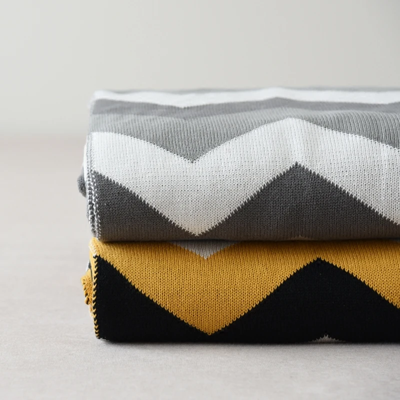 Cotton knitted double sided geometric multifunctional blanket Air
