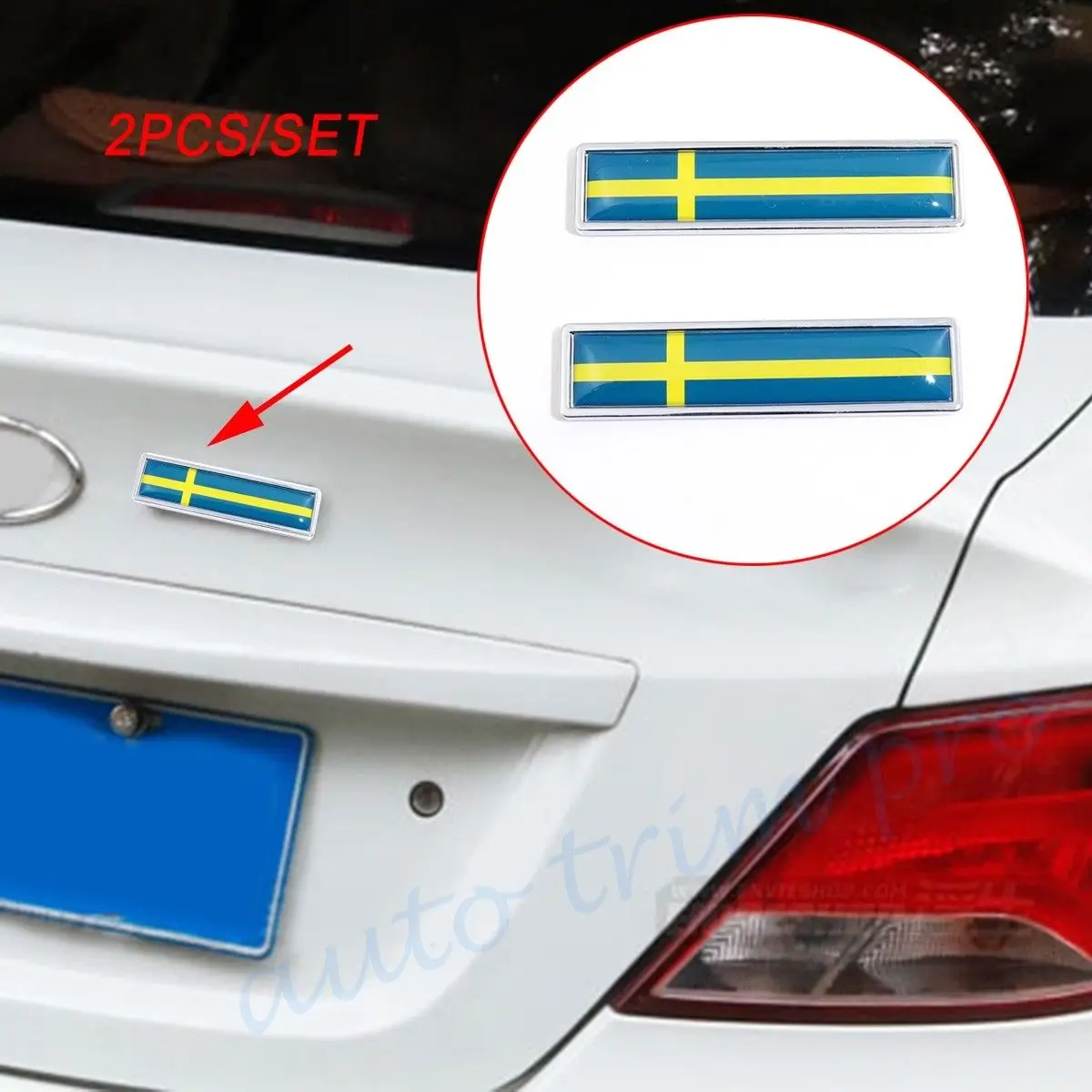 

Pair Auto Car Accessories 3D Decal Sticker Sweden SE Nation Flag Logo Badge Emblem Decoration Trim