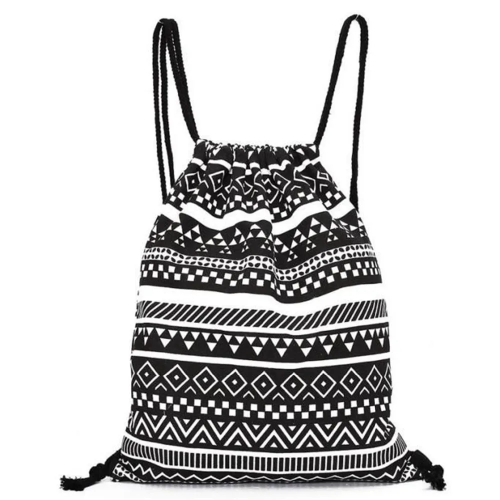 

Fashion unisex backpack women men Retro Geometric Printing Bags Drawstring Vintage style shopping bag school mochilas top sale#y