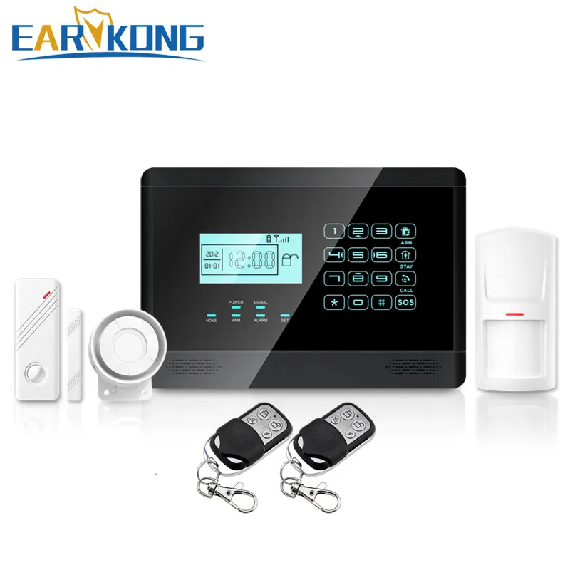 Free shipping new LCD 433MHZ Black Wireless GSM Alarm System for PIR remote control Wireless Home Burglar Security Alarm System free shipping intercom home security wireless gsm alarm system for your security