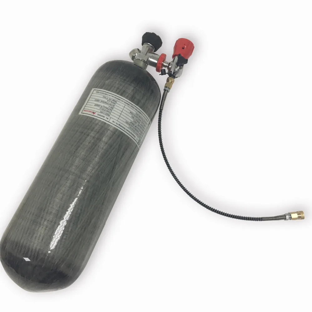 

9L 4500psi Compressed Air Carbon Fiber SCBA Tank Cylinder for air gun hunting+red gauged valve+filling station