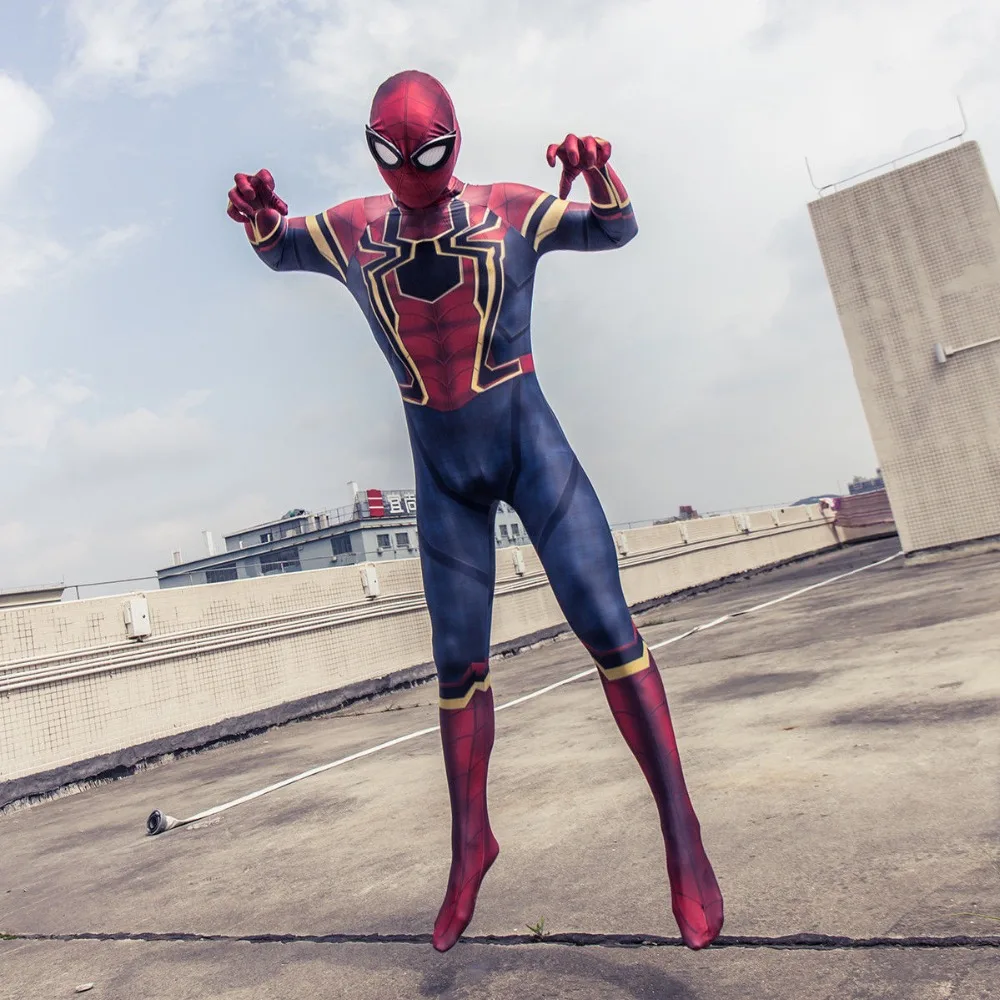Cosplay Avengers 3 Infinity War SpiderMan Kids Jumpsuit Spiderman Mask Suit New3