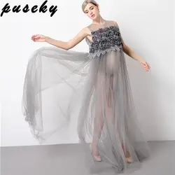 Puseky новое модное платье для фотосессии для беременных, одежда для студийной фотосессии, великолепное длинное платье с цветочным принтом
