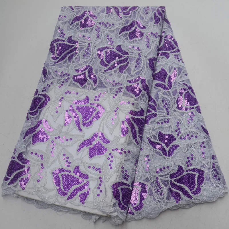 

Free shipping (5yards/pc) high quality African French net lace fabric sequins tulle lace with embroidery for party dress FL996