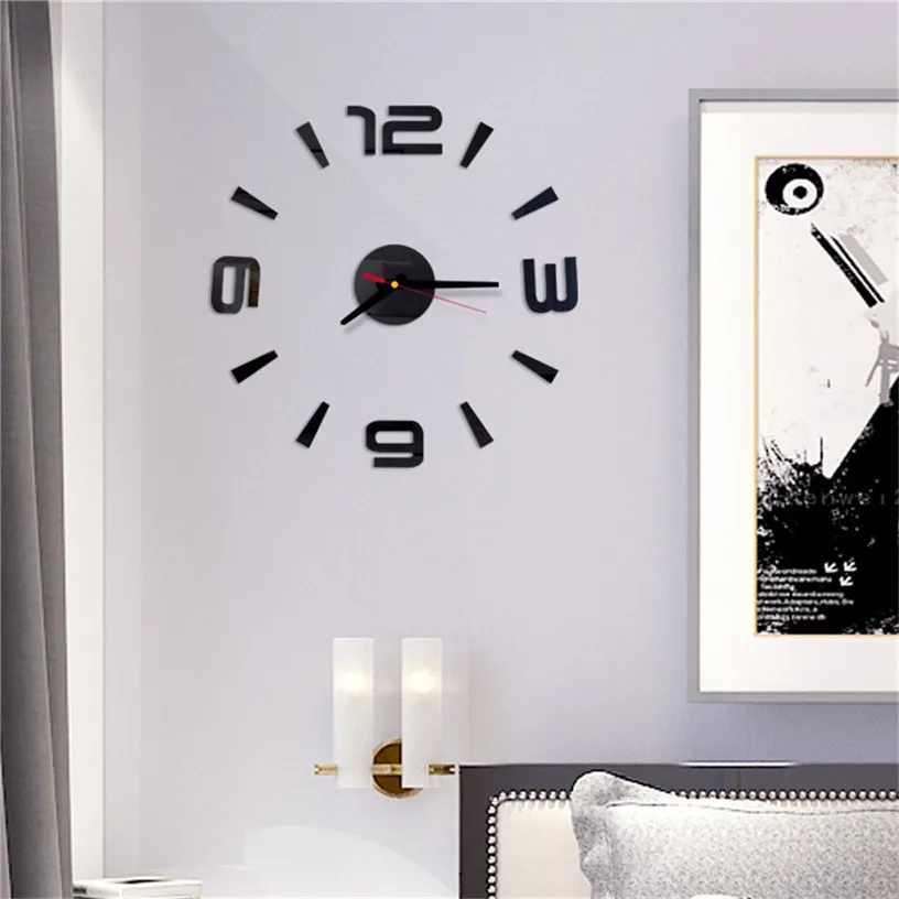 Новое украшение дома настенные часы Большие зеркальные настенные часы современный дизайн Настенная картина большого размера Часы diy наклейки на стену часы 9M14