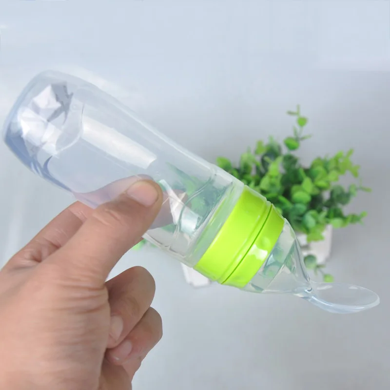 

New Infant Nipple Pacifier Baby Feeding Tool Milk Bottle With Spoon Kids Training Silicone Toddler Supplement Rice Paste Bottle