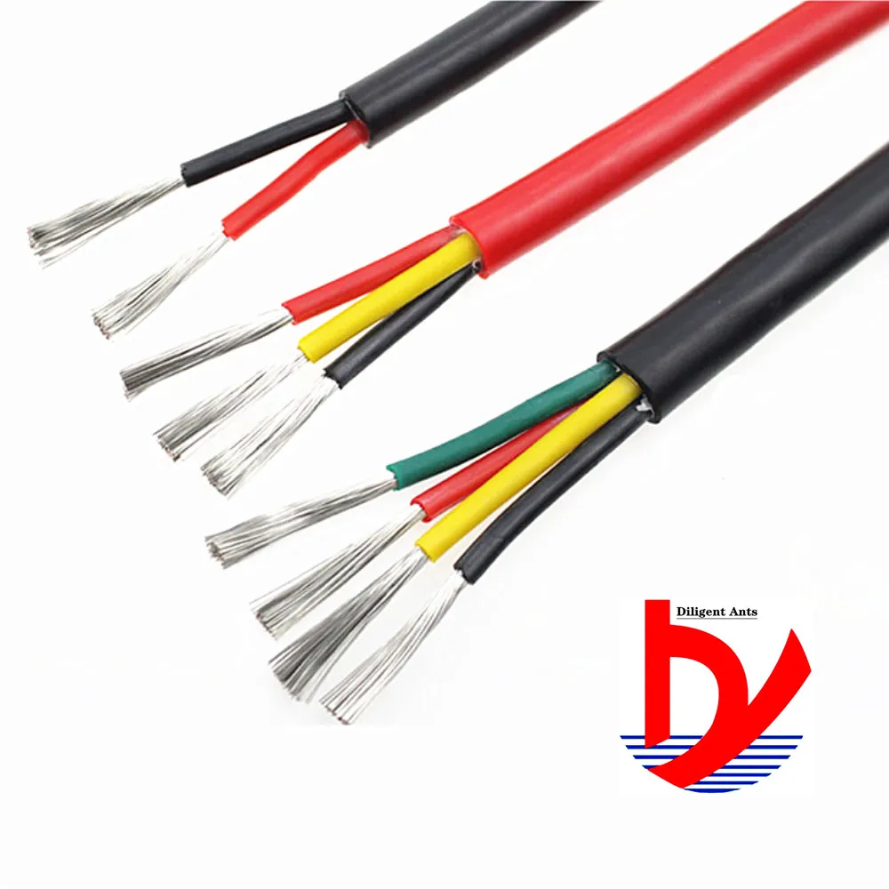 Multi-núcleo do Fio de Silicone 4-core-resistente ao Calor de Alta-temperatura do Cabo Macio 18awg 17awg 15awg 13awg 2-core 3-core 22awg 20awg 2 2-core 3-core 4-core-resistente ao calor de alta-temperatura