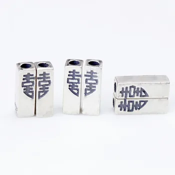 

100% 925 Sterling Silver Carved Happiness Cylinder Beads 12mm Fashion Bracelets Silver Spacer Beads DIY Jewelry Making Findings