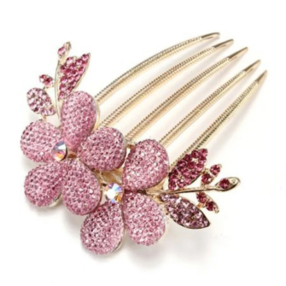 Gypsophila rhinestone five tooth comb Hairpins Trendy Women Hair