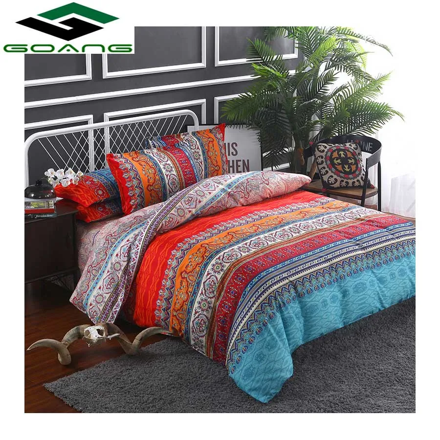 

GOANG Bohemian Style Bedding set Floral 100% Microfiber 4pcs Duvet Cover Flat Sheet Pillow case Hot sale Art Print Bedclothes