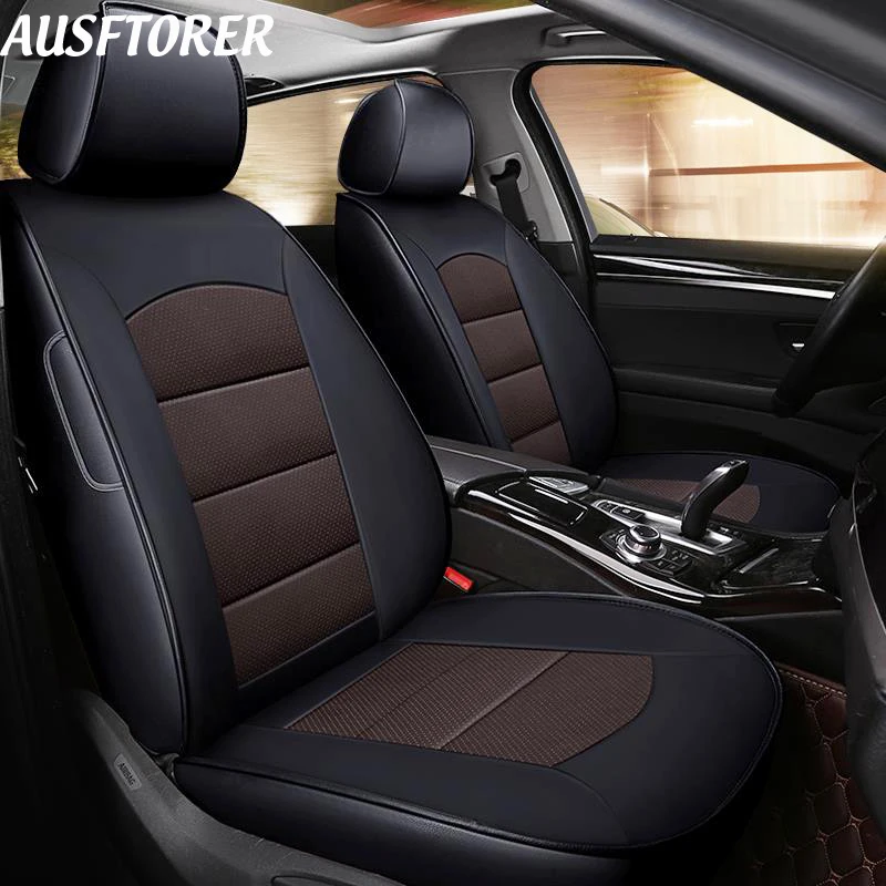 

AUSFTORER Cowhide Leather Seat Covers for Mercedes-Benz SLK 200K 200 350 300 250 Automobiles Seat Cover Cars Cushion Accessories