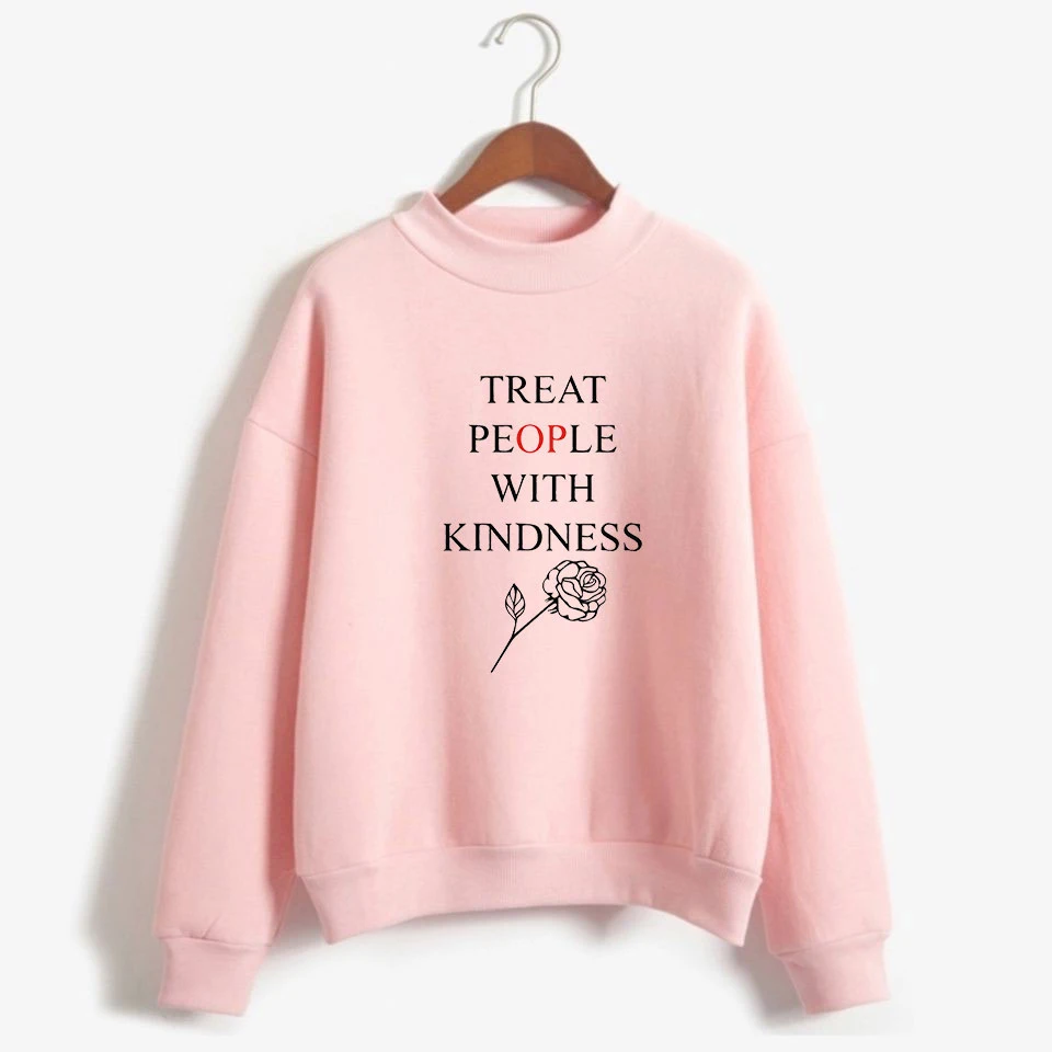  LUCKYFRIDAYF Harry Styles Treat People With Kindness Print Sweatshirts Women Turtleneck Long Sleeve