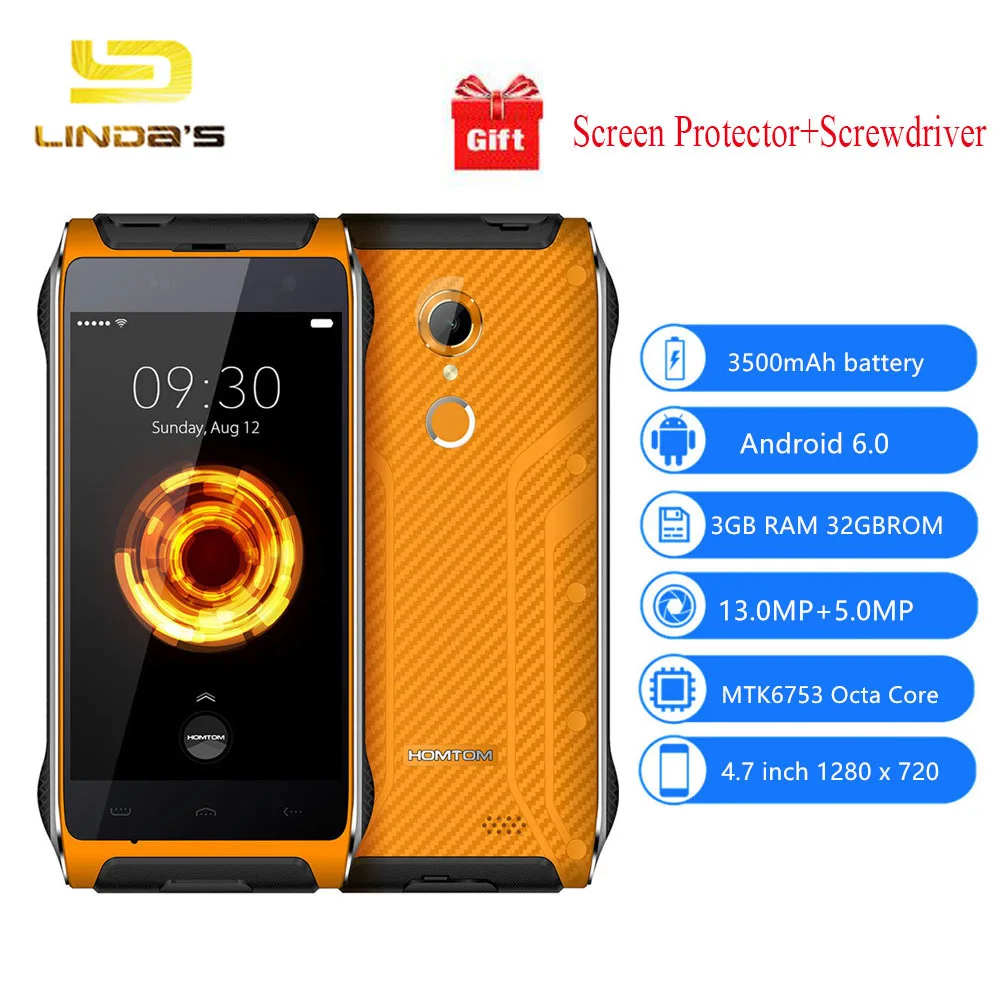Водонепроницаемый Doogee HOMTOM HT20 Pro 4 г LTE Android 6.0 смартфон 3 ГБ 32 4.7 '&#x271280x720 MTK6753 Octa core