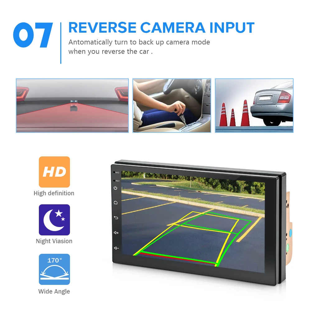 Discount 7 inch 2 Din Android Car Radio GPS Navigation Bluetooth Universal Car Audio Stereo FM USB Touch Screen Car Multimedia MP5 6