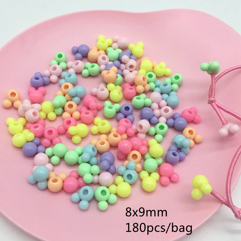 

Meideheng DIY Beads Single hole Mickey head Craft Beads For Jewelry Making Baby Hair rope connection Needlework Accessories