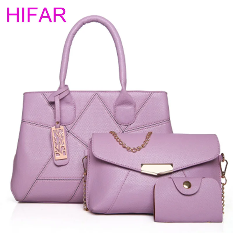 

2017 Luxury Candy Color Lady Handbag 3 Pcs Composite Bags Set Women Patchwork Shoulder Crossbody Messenger Bag small purse
