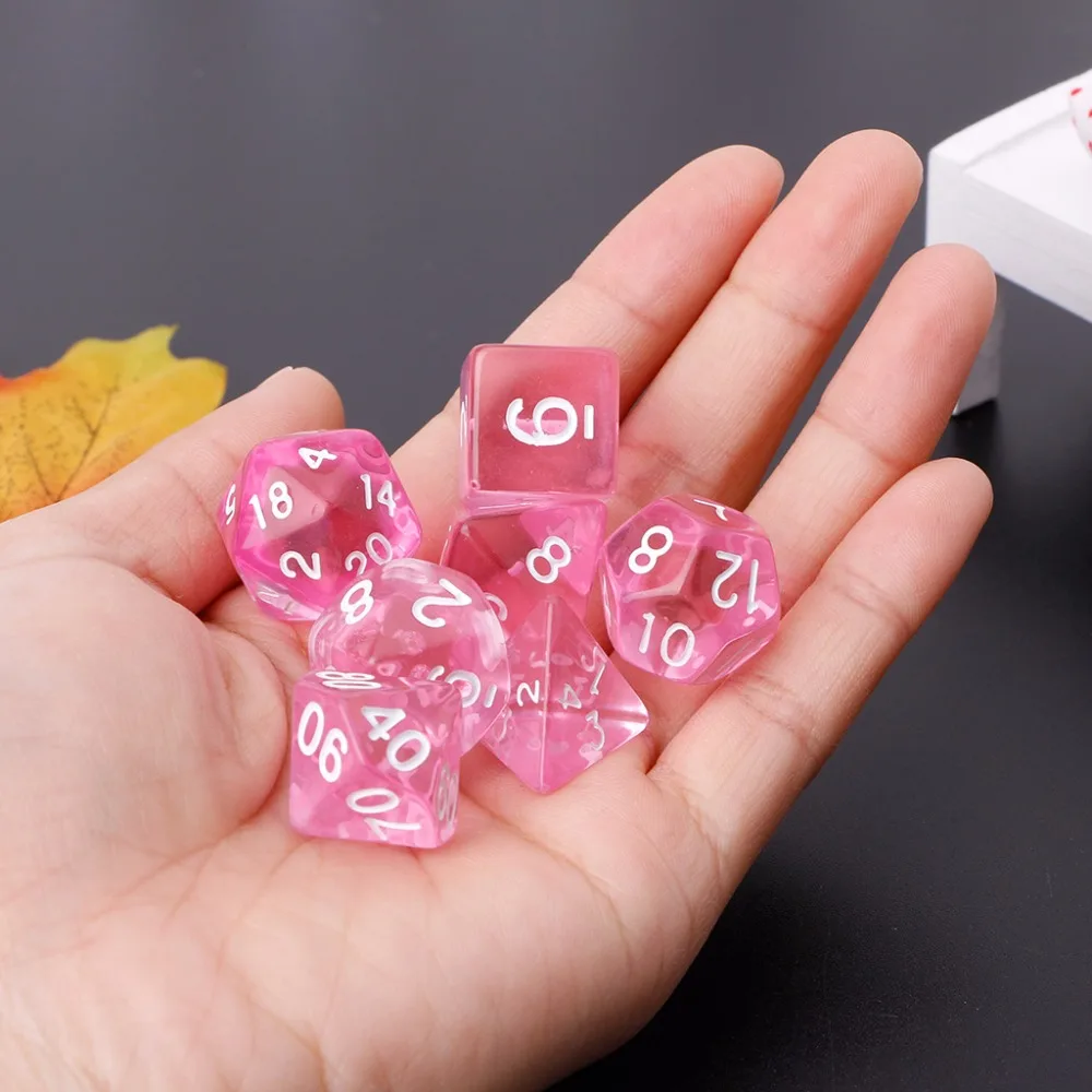

Clear Polyhedral Game Dice For Dragon Pathfinder D20 D12 2xD10 D8 D6 D4 7PCS/SET A28