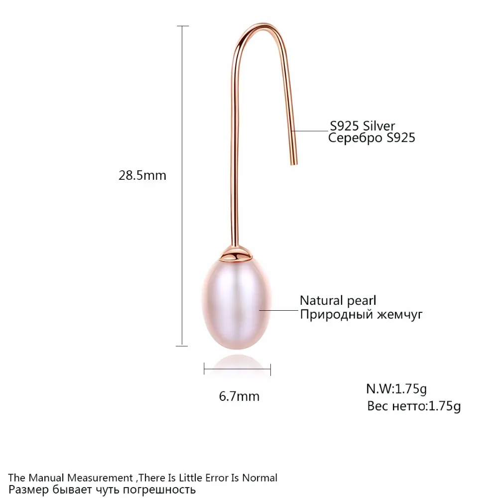 PAG& MAG, новинка, модные, настоящие, 7-8 мм., Пресноводный Жемчуг, серьги-Крючки для женщин, 925 пробы, серебряные ювелирные изделия, белый/розовый/фиолетовый жемчуг