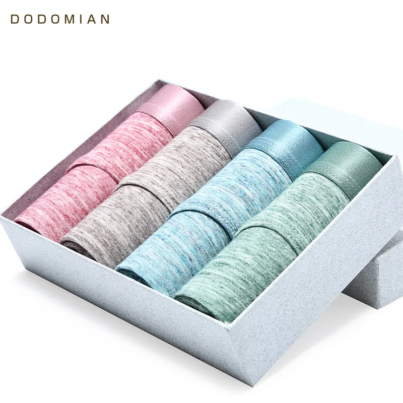 

Brand 4pcs\lot Sexy Men Briefs Cotton Shorts Underpants DODOMIAN Fashionable Light-Colored Male Underwear Plus Size L-4XL