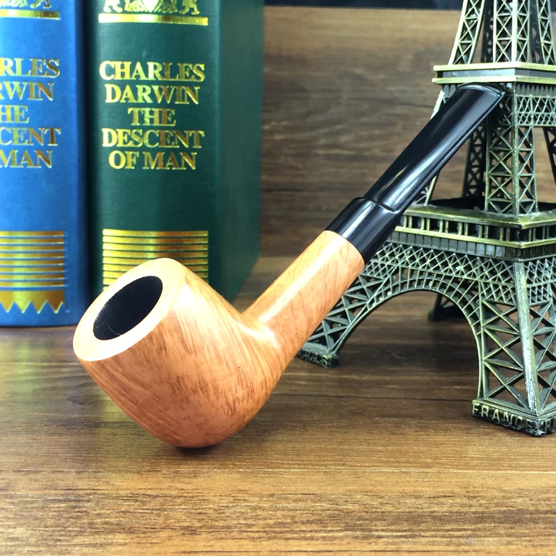Smoker Wood Color Briar Tobacco Pipe Handmade Wooden Pipe for Smoking Weed With 9mm Smoking Pipe