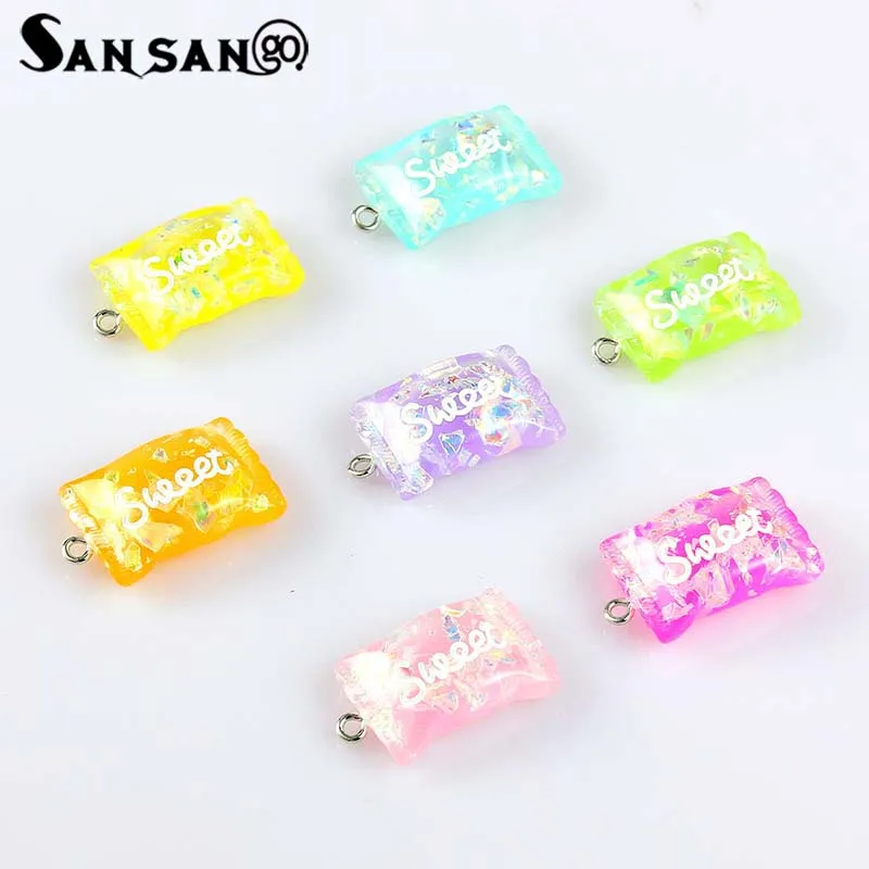 

10pcs Cute Colorful Sweet Candy Resin Charms For Women Girls DIY Making Cute Keychain Pendant Necklace Bracelet Jewelry Gift