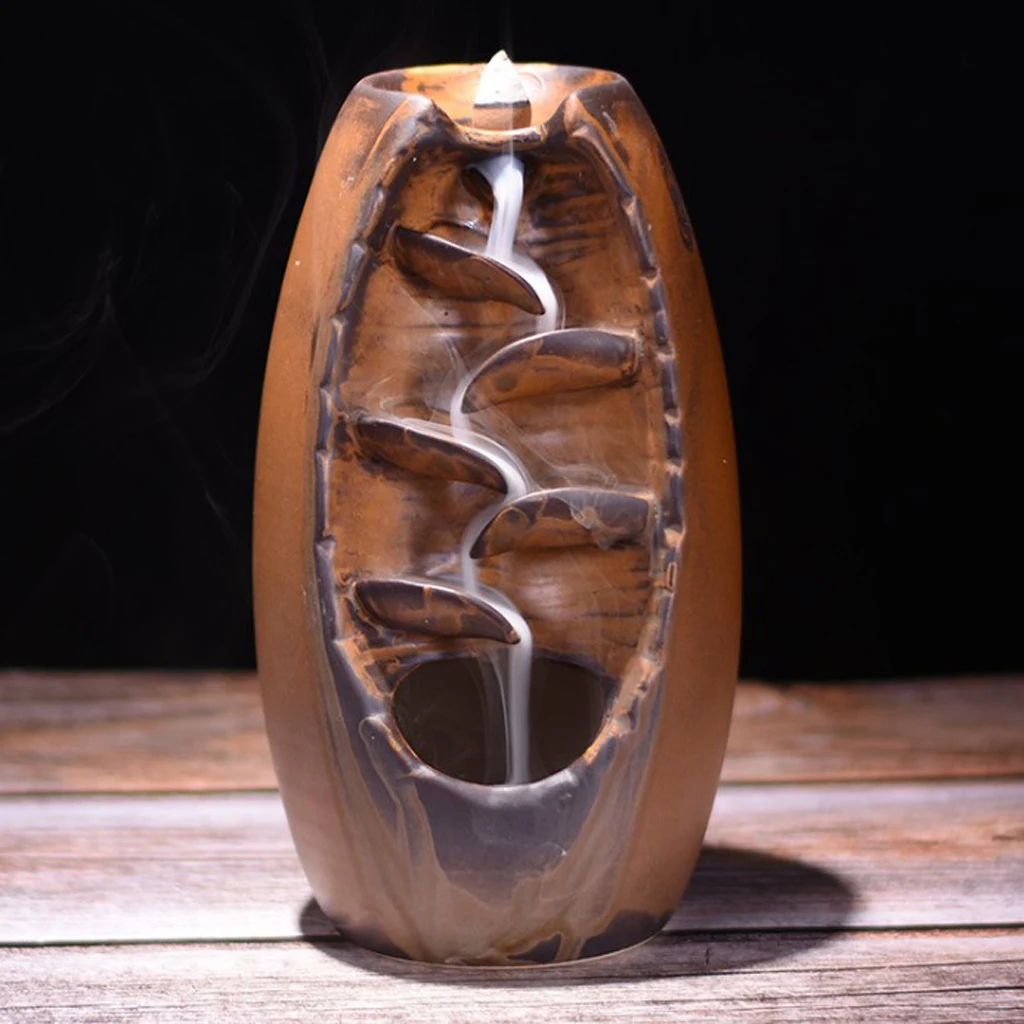 Ceramic Mountain Boat Incense Burner Stick Cones Backflow Incense Holder Home Decor Figurines Miniatures - Meditated and Peace