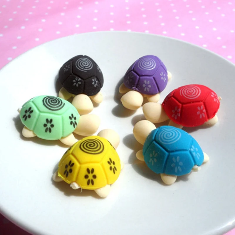 

2Pcs/Lot Cartoon Lovely Little Turtle Eraser Colorful Stationery School Supplies Students Gifts Random Color