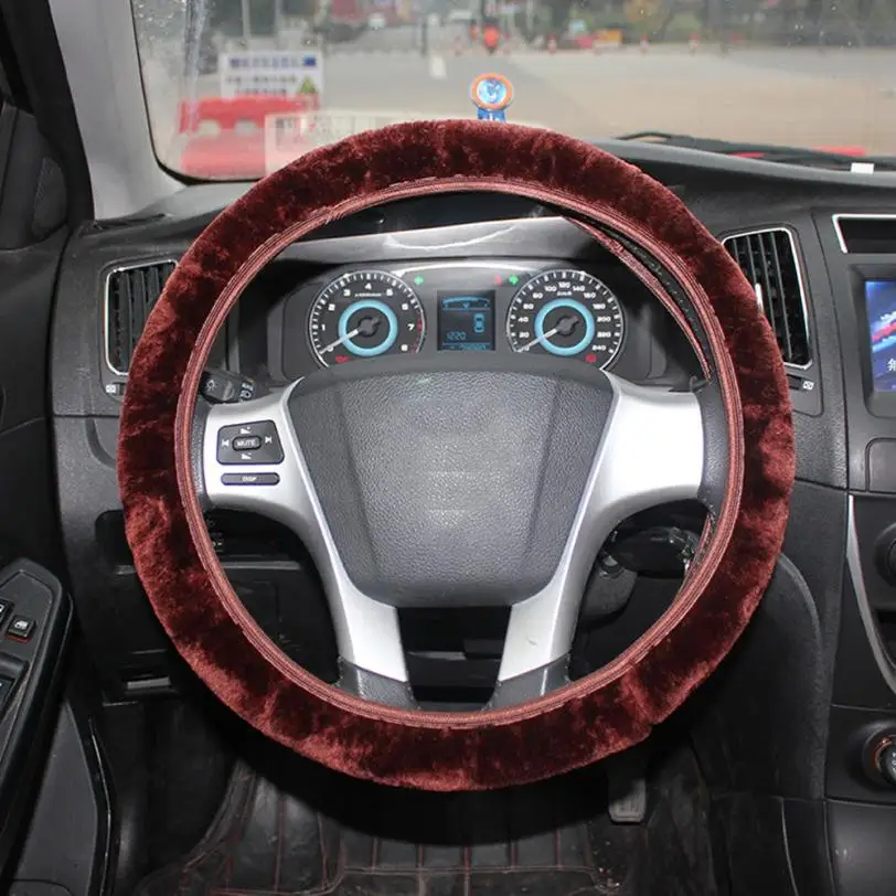 

2018 Winter Warm Car Steering Wheel Cover Faux Fur Steering Wheel Cover Artificial Wool Heated Short Plush Steering Wheel Cover