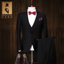Костюм Homme Mariage De Marque Trajes Hombre Формальные Черные смокинги для мужчин свадебные костюмы для жениха Slim Fit 3 шт