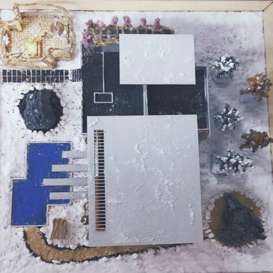 snow model train layout  (1)