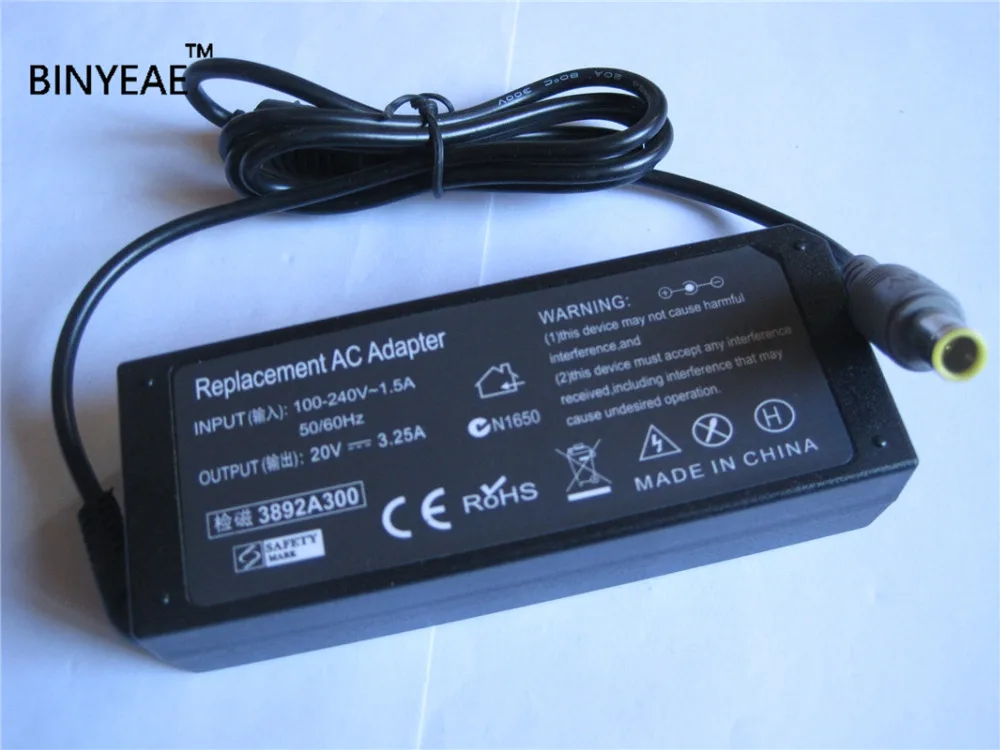 20V 3.25A 65W AC адаптер зарядного устройства для ноутбука IBM Lenovo 40Y7696 R60 X60 Z60 T60 Z61t R61 |