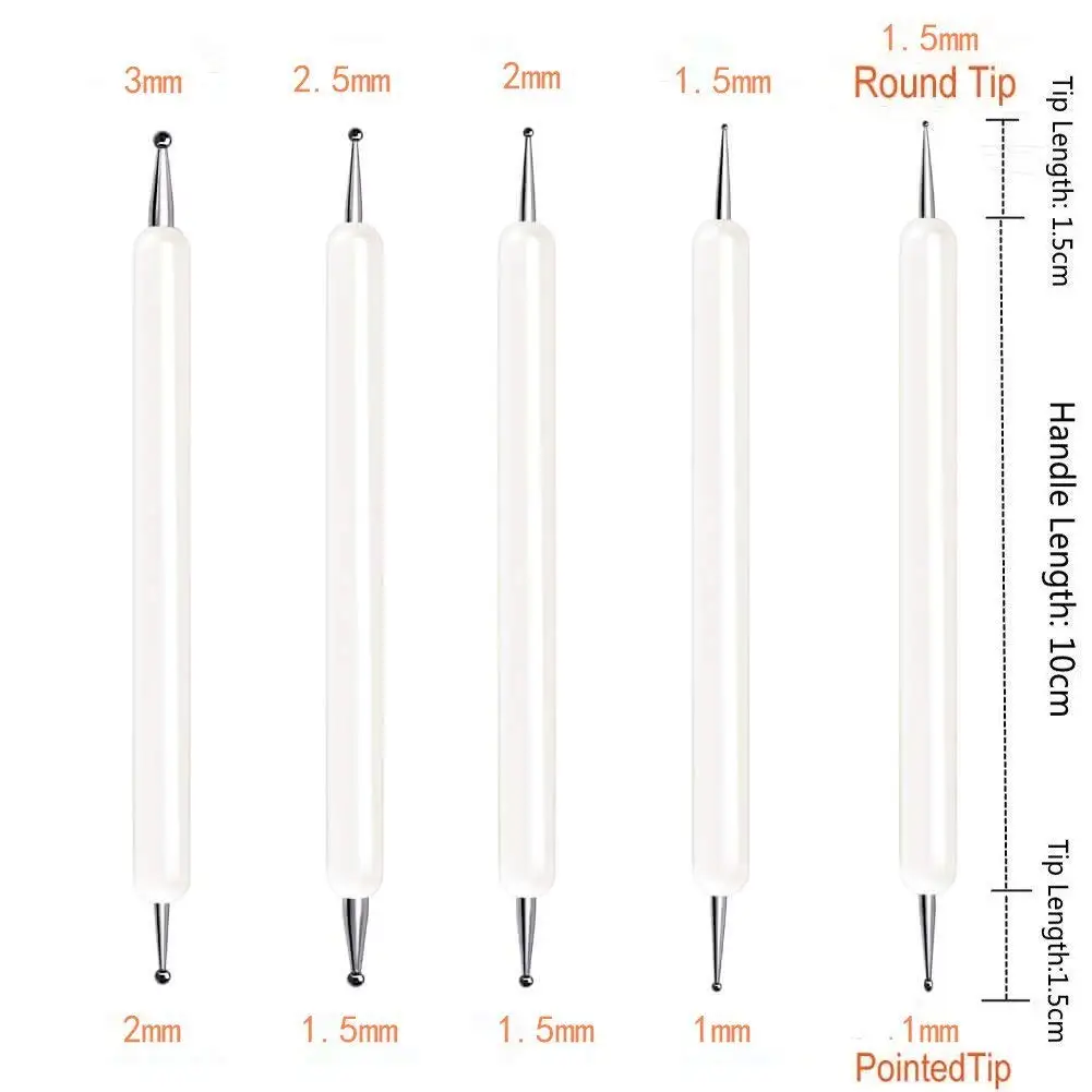 15 шт. инструменты для нанесения точек набор шариков стилус тиснение узор глина Лепка Резьба Инструменты Моделирования Дизайн ногтей Мандала Наскальная живопись