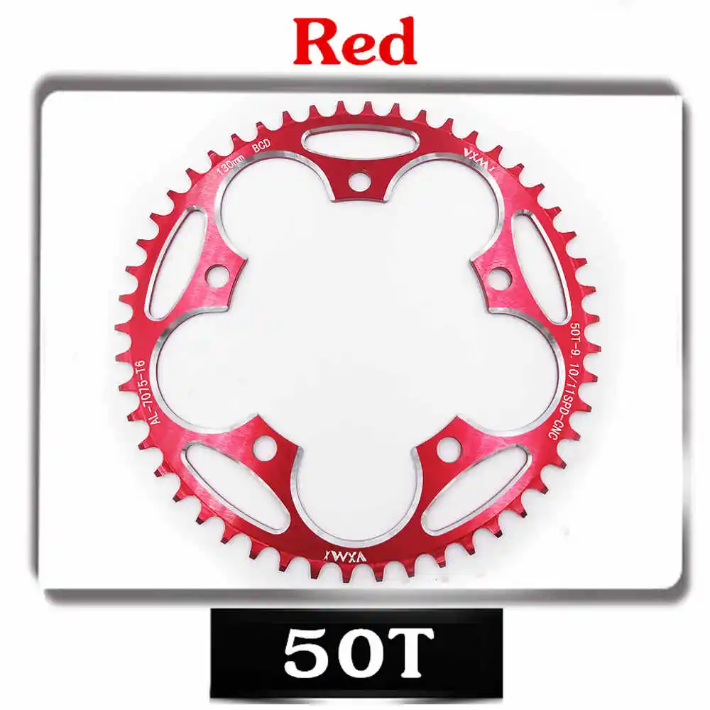 VXM дорожный велосипед узкая широкая цепь 110BCD 130BCD Кривошип 50T 52T 54T 56T 58T 60T 7075 алюминиевый сплав Сверхлегкий цепное колесо - Цвет: 130BCD 50T Red