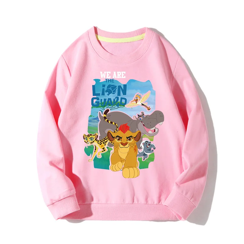 Детские толстовки с принтом «Король Лев» для мальчиков и девочек, пальто-пуловеры, детские толстовки с длинными рукавами, одежда, 100-160 см, JX021 - Цвет: Pink Hooides