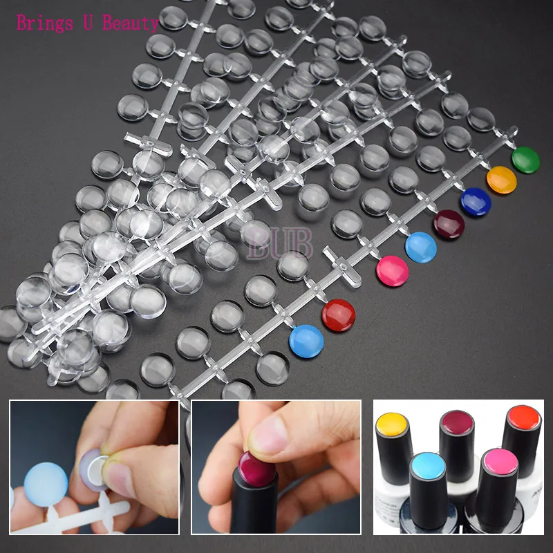 

120 Tips / PC Clear Round Nail Tips with Sticker Color Chart Flat Back Display Color Card Chart Nails Art for UV/Gel/Polish