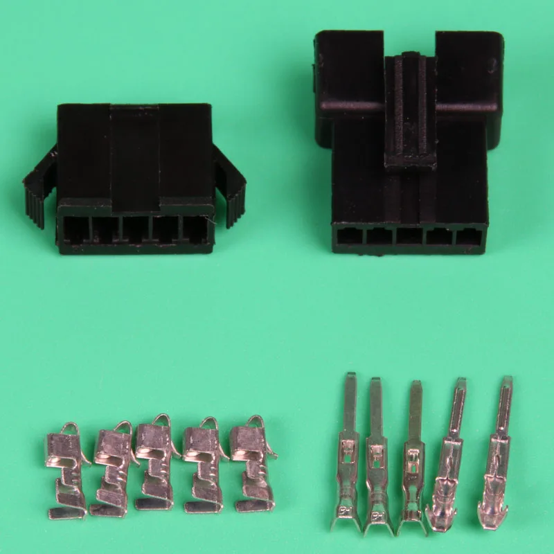 10 sets Black 5Pin/way plugs electric connectors SM2.54mm 5P Kit (male