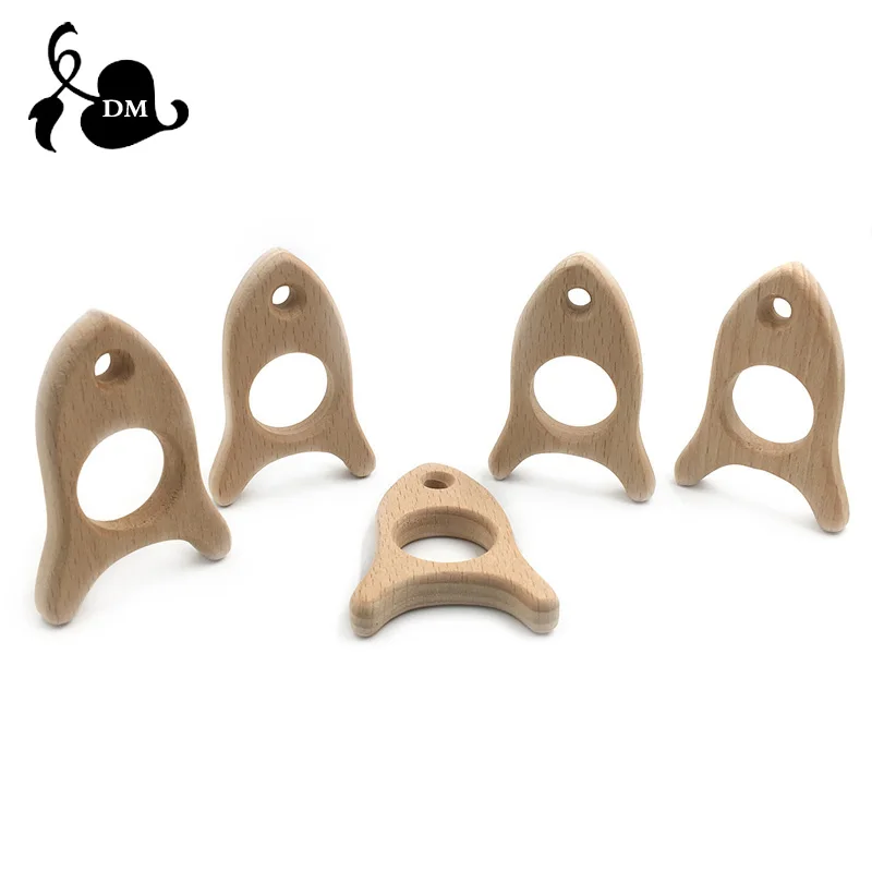 Wooden Rocket Teether Eco-friendly Beech DIY Baby Nursing Wood Teething Toy Accessories for Necklace Gift | Мать и ребенок