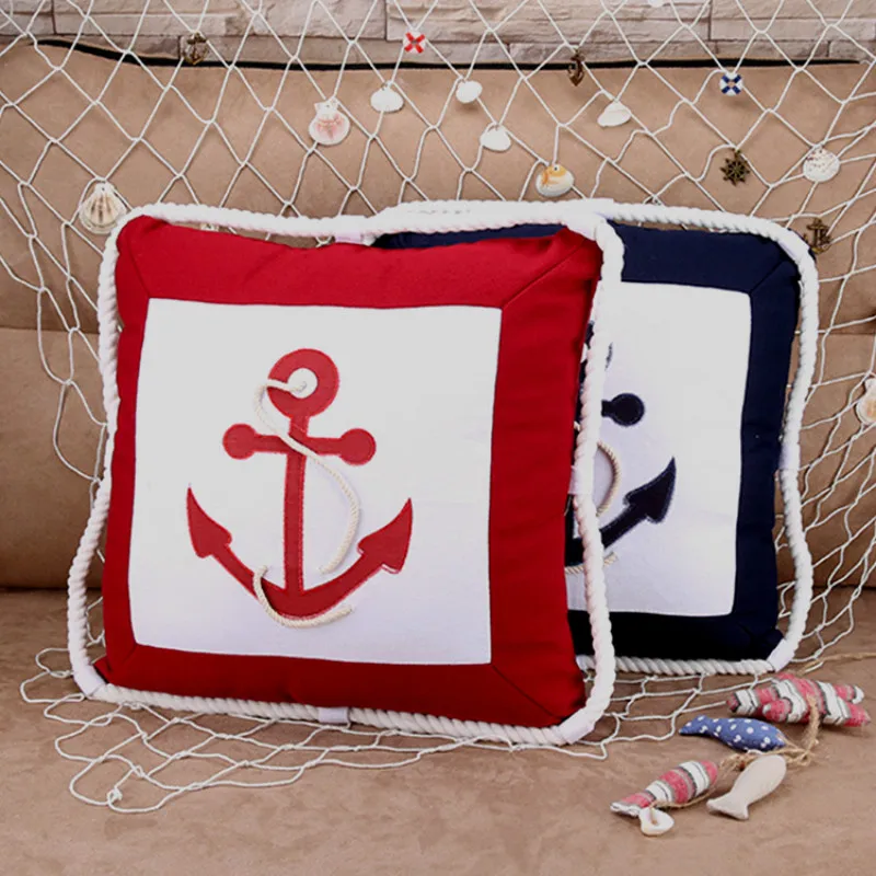 

Nautical Theme Cushion Cover One Piece Pillow Case Anchor Compass Printed Cable Surround Home Sofa Chair Decoration Boys Toy