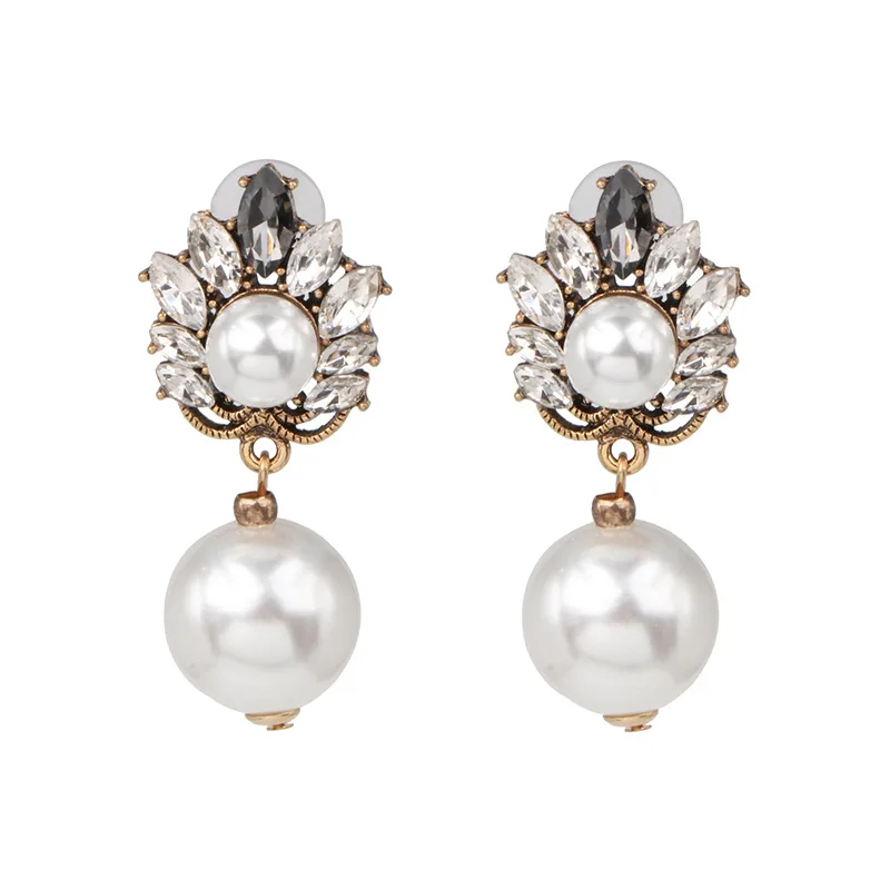 Высококачественные серьги-гвоздики со стразами и жемчугом, женские модные ювелирные изделия, серьги в богемном стиле