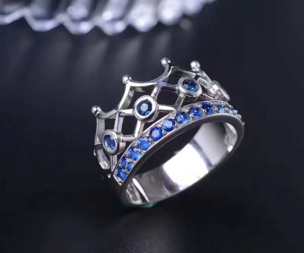 Natural blue sapphire gem Ring Natural gemstone ring S925 sterling silver trendy Elegant Crown women girl party fine Jewelry Natural blue sapphire gem Ring Natural gemstone ring S925 sterling silver trendy Elegant Crown women girl party fine Jewelry